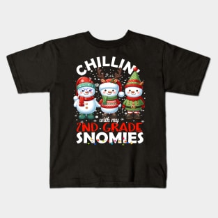 Chillin' With My 2nd Grade Snowmies Teacher Christmas Gift Kids T-Shirt